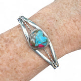 Kingman Cotton Candy Turquoise Solid 925 Sterling Silver Cuff Bracelet