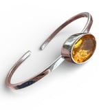 Citrine Solid 925 Sterling Silver Cuff Bracelet