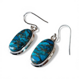 Kingman Blue Copper Turquoise Solid 925 Sterling Silver Earrings