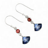 Tanzanite & Garnet Solid 925 Sterling Silver Earrings