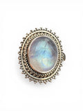 Rainbow Moonstone Solid 925 Sterling Silver Ring 10