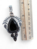 Black Obsidian & Onyx Silver Overlay Pendant
