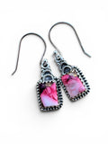 Kingman Red Rose Dahlia Solid 925 Sterling Silver Earrings
