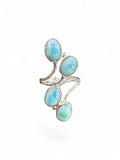 Caribbean Larimar Solid 925 Sterling Silver Ring ADJ
