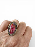 Kingman Pink Dahlia Turquoise Solid 925 Sterling Silver Ring 7