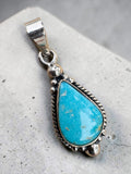 White Water Turquoise Solid 925 Sterling Silver Pendant