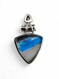 Blue Dendritic Opal & Blue Toothbrush Solid 925 Sterling Silver Pendant