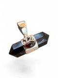 Black Onyx & Garnet Solid 925 Sterling Silver Pendant