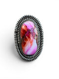 Kingman Pink Dahlia Turquoise Solid 925 Sterling Silver Ring – Size 10