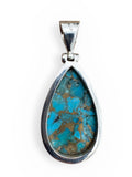 Kingman Blue Copper Turquoise Solid 925 Sterling Silver Pendant