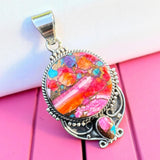 Pink Dahlia Solid 925 Sterling Silver Pendant