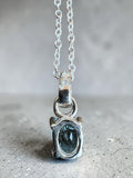 Blue Topaz Solid 925 Sterling Silver Pendant Necklace 22”