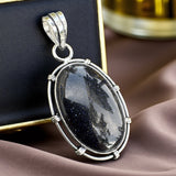 Blue Sandstone Solid 925 Sterling Silver Pendant