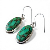 Kingman Green Mojave Turquoise Solid 925 Sterling Silver Earrings