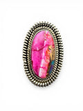 Kingman Pink Dahlia Turquoise Solid 925 Sterling Silver Ring 6