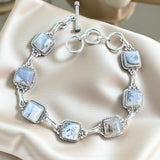 Dendritic Opal Solid 925 Sterling Silver Bracelet