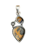 Moroccan Yellow Jacket Jasper & Garnet Solid 925 Sterling Silver Pendant