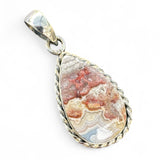 Crazy Lace Agate teardrop Solid 925 Sterling Silver Pendant