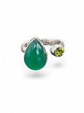 Green Onyx & Peridot Solid 925 Sterling Silver Ring 6