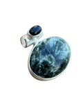 Seraphanite Angel Stone & Black Onyx Solid 925 Sterling Silver Pendant