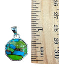 Kingman Blue & Green Turquoise Solid 925 Sterling Silver Pendant