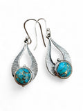 Kingman Blue Copper Turquoise Solid 925 Sterling Silver Earrings