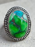 Kingman Peacock Dahlia Solid 925 Sterling Silver Ring 6