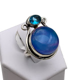 Aurora Opal & Blue Quartz Solid 925 Sterling Silver Ring