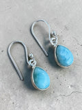 Caribbean Larimar Solid 925 Sterling Silver Earrings
