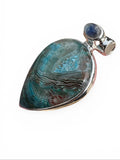 Blue Laguna Lace Agate & Aquamarine Solid 925 Sterling Silver Pendant