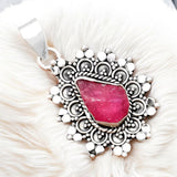 Rough Pink Tourmaline Solid 925 Sterling Silver Pendant