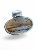 Montana Agate & Garnet Solid 925 Sterling Silver Pendant
