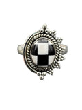Checkerboard Solid 925 Sterling Silver Ring 10