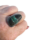 Black Jack Turquoise Solid 925 Sterling Silver Ring 9