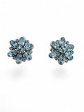 Blue Topaz Flower Solid 925 Sterling Silver Post Earrings