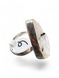 Rough Tourmaline in Quartz Solid 925 Sterling Silver Ring 6