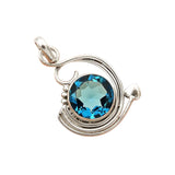 Blue Topaz Solid 925 Sterling Silver Pendant