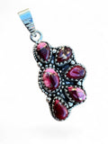 Kingman Red Rose Dahlia Half Flower Solid 925 Sterling Silver Pendant