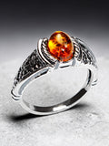 Baltic Amber Solid 925 Sterling Silver Ring 7