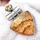 Picture Jasper and Citrine Solid 925 Sterling Silver Pendant