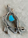 Sleeping Beauty Turquoise Solid 925 Sterling Silver Pendant