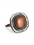 Sunstone Solid 925 Sterling Silver Ring 7