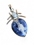 Sodalite & Pearl Solid 925 Sterling Silver Pendant