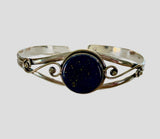 Blue Lapis Solid 925 Sterling Silver Cuff Bracelet