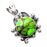 Green Mojave Turquoise Solid 925 Sterling Silver Pendant
