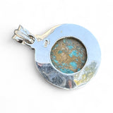 Kingman Blue Copper Turquoise Solid 925 Sterling Silver Pendant