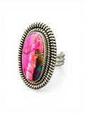 Kingman Pink Dahlia Turquoise Solid 925 Sterling Silver Ring 6