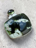 Chrome Chalcedony & Peridot Solid 925 Sterling Silver Pendant