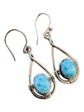 Caribbean Larimar Solid 925 Sterling Silver Earrings