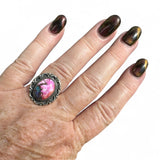Kingman Pink Dahlia Turquoise Solid 925 Sterling Silver Ring 6